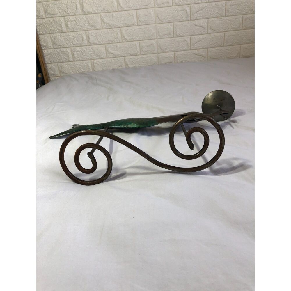 VtgY2K Metal Mermaid Candle Holder 16" Verdigris Patina Nautical Folk Art Statue - Picture 4 of 9